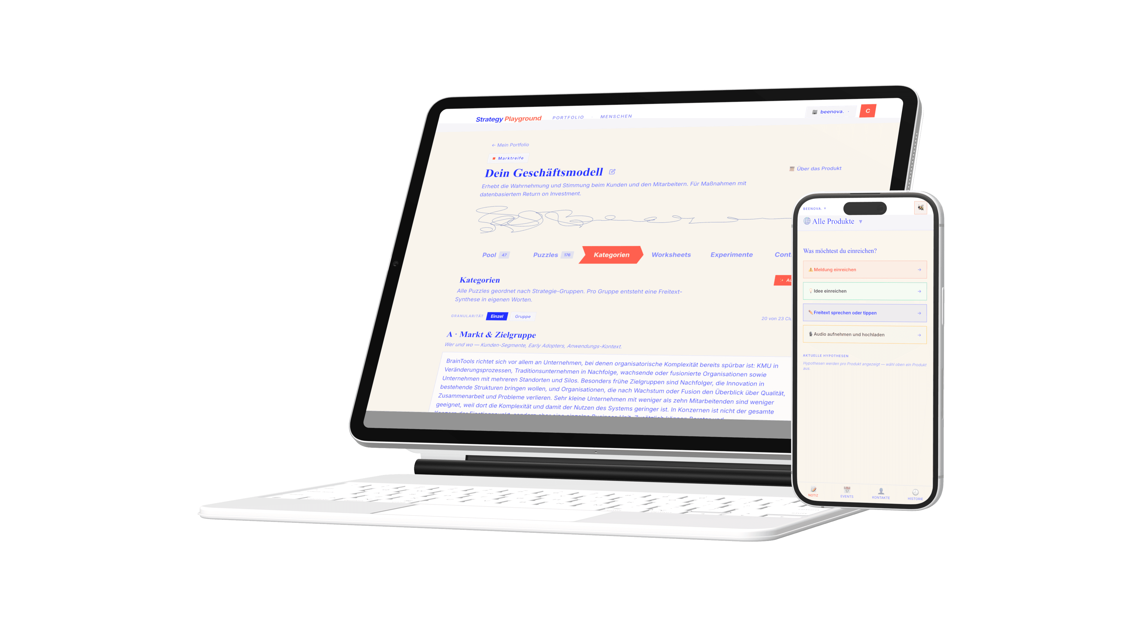 Strategy Playground Mockup auf Tablet und Smartphone
